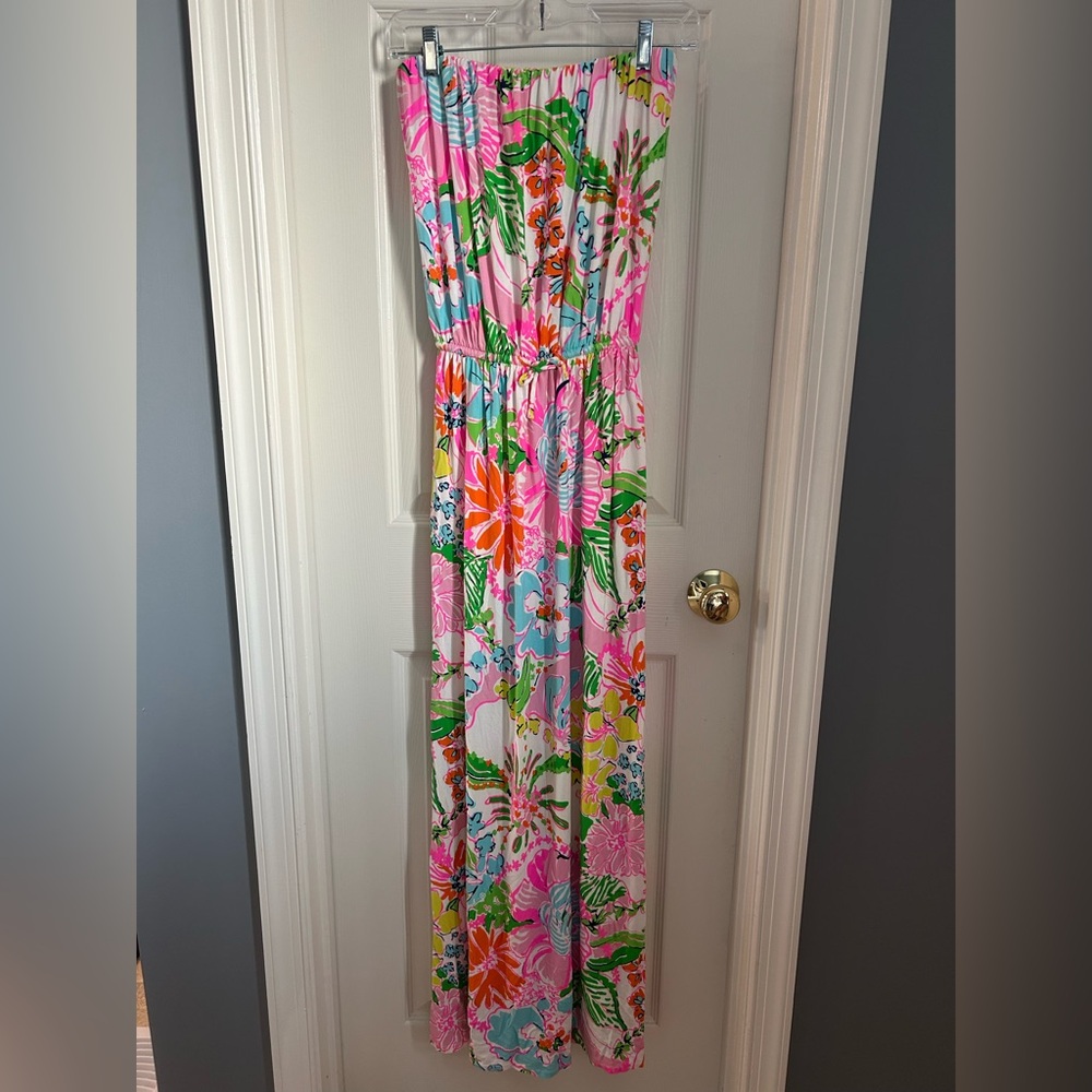 ⚜️ Lilly Pulitzer Pink Floral Strapless Dress